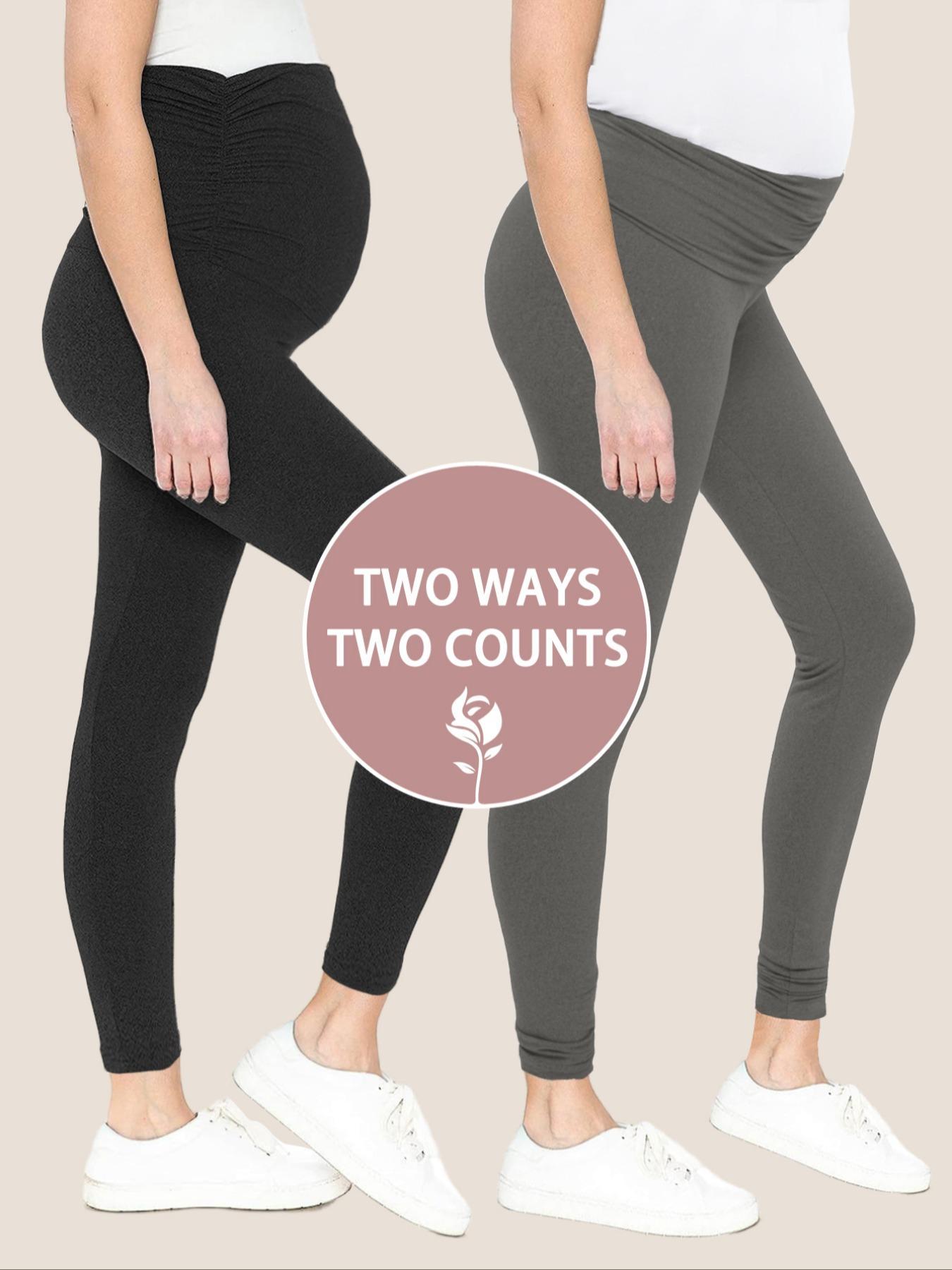 Maternity Solid Color Ruched High Waist Maternity Leggings, Casual Comfy Breathable Skinny Pants for Pregnancy & Postpartum, Prenatal Maternity Clothing, Maternity Bottoms for Fall & Winter, Maternity Clothing