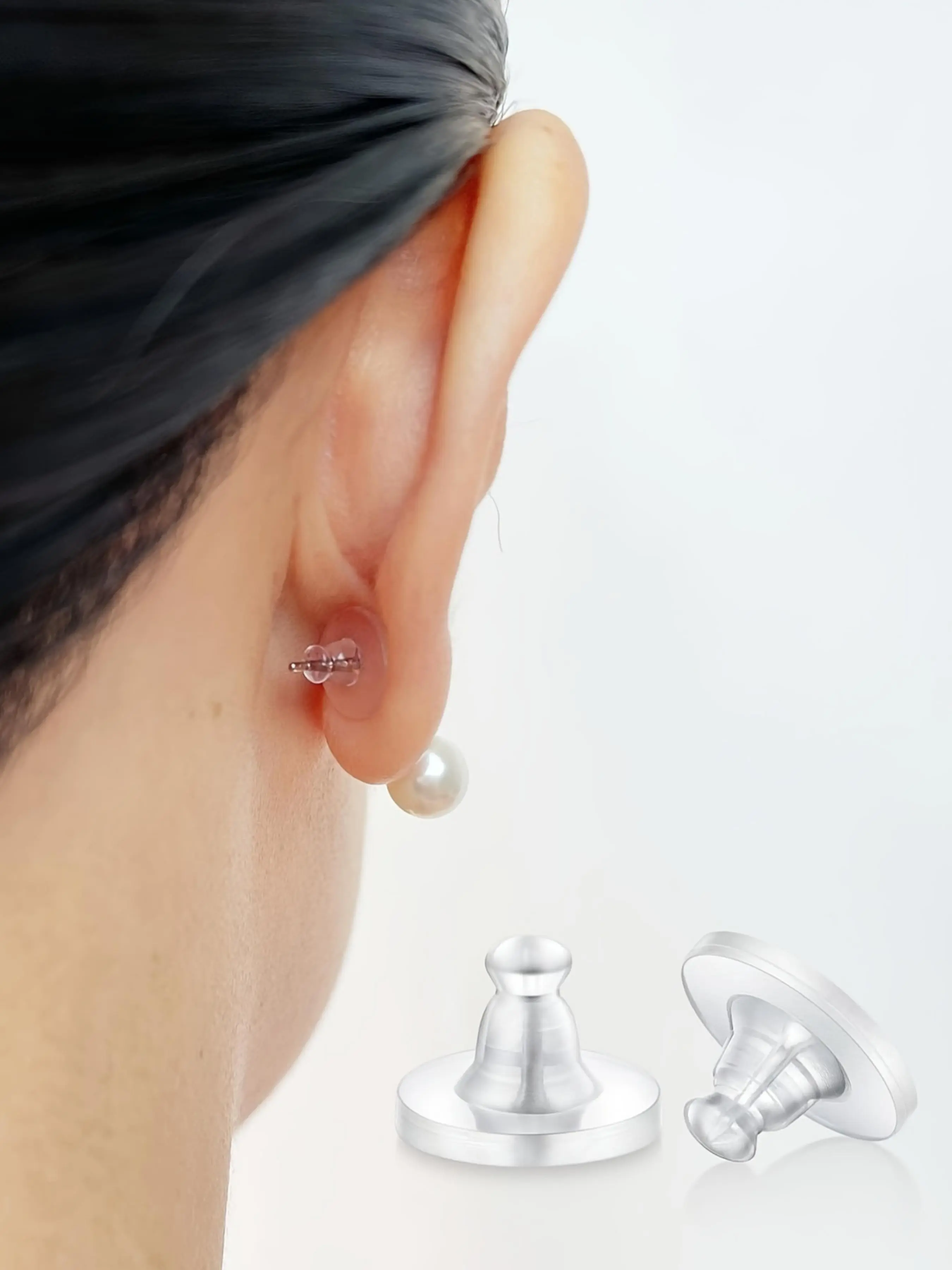 100 Pcs Clear Silicone Earring Backs, Transparent Disc Ear Safety Back Stoppers for Piercing Stud Earrings Replacement