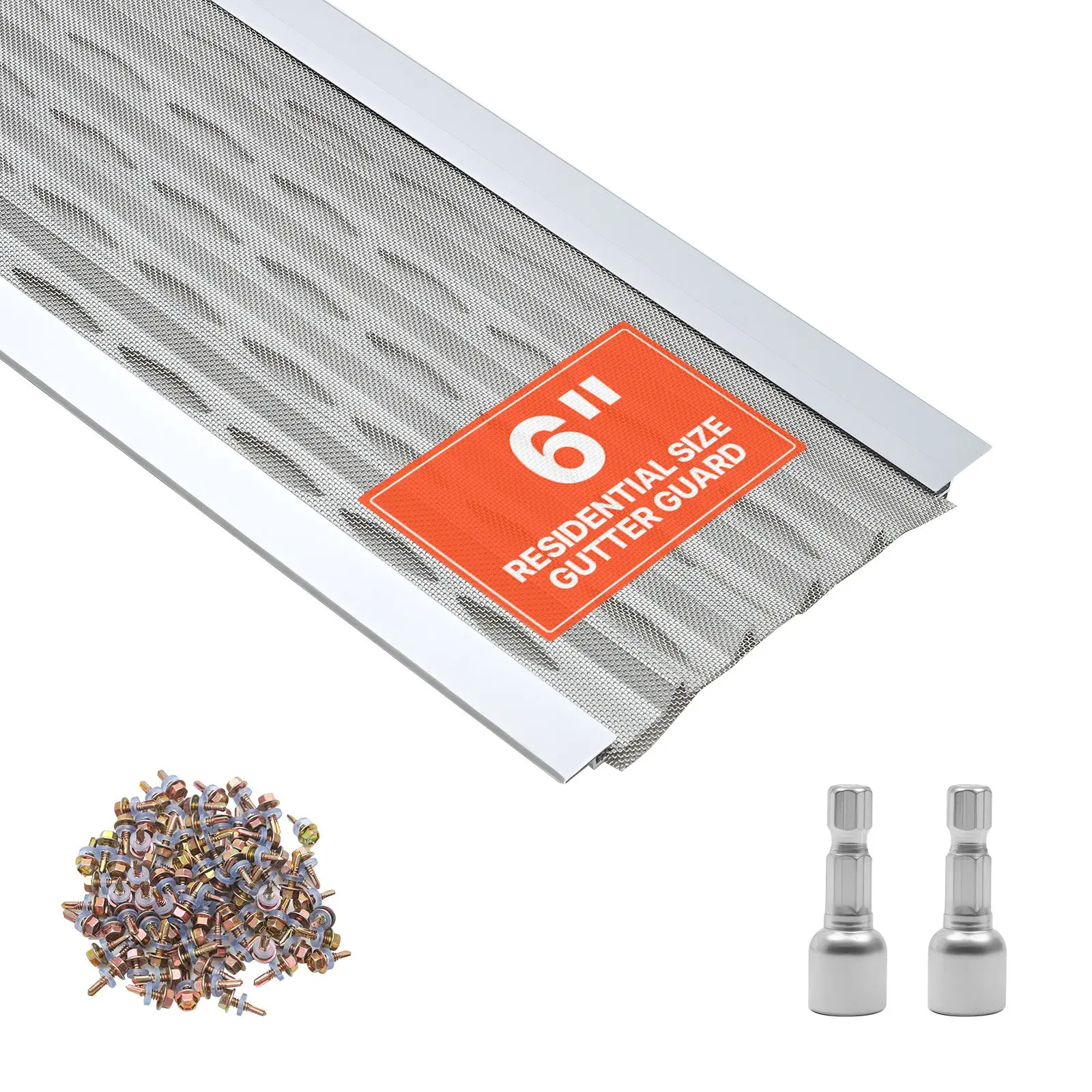 VEVOR Gutter Guard, 6 in Aluminum Gutter Cover with Stainless Steel Micro Mesh, Heavy-Duty 100ft Length, 0.04in Thick, Leaf Guard for Debris and Pine Needles, Easy DIY Install, Screws Included, 20 PC