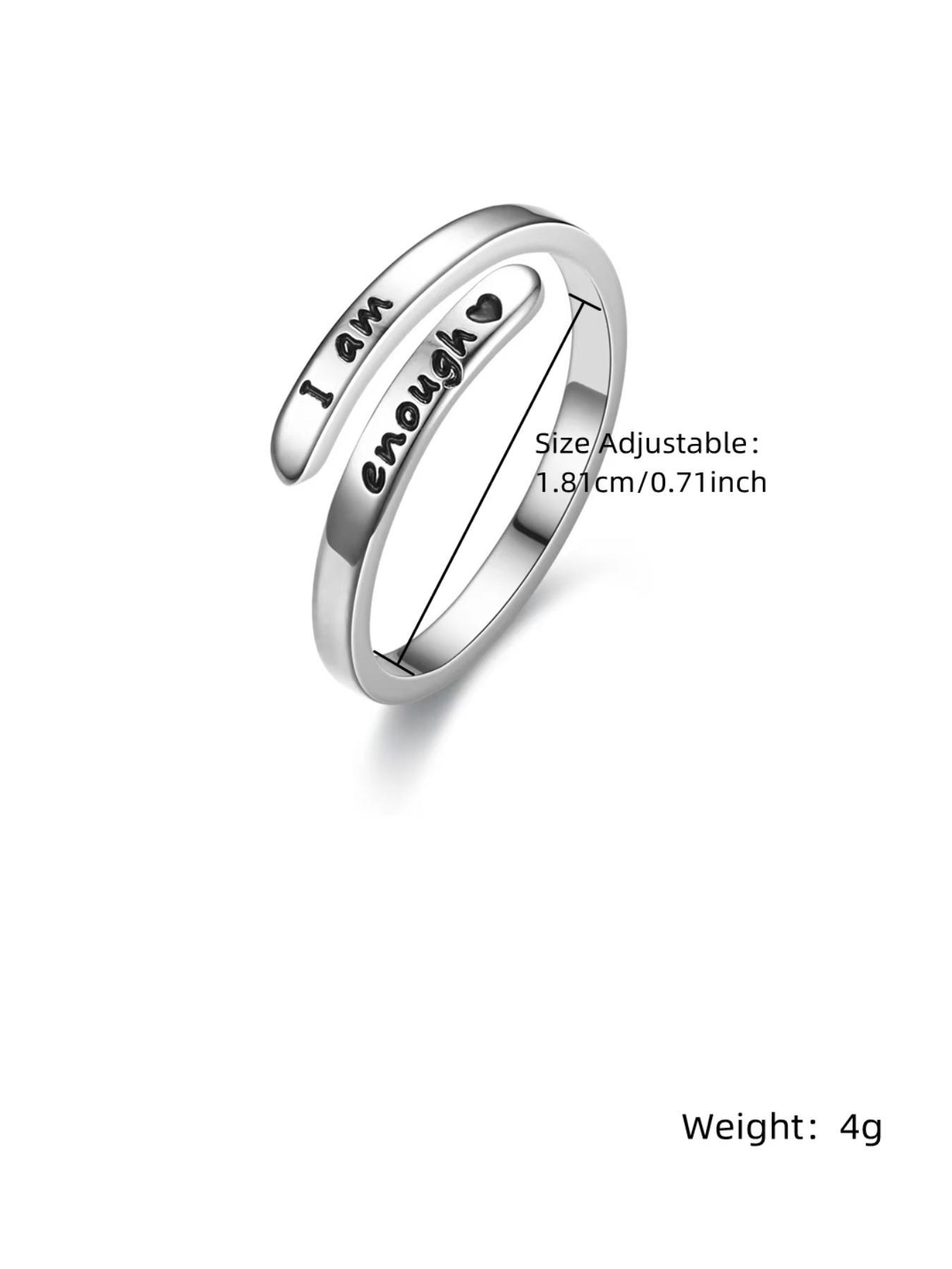 Simple Letter Engraved Cuff Ring, Adjustable Ring for Women & Men, Fashion Accessories for Daily Wear, Trendy All-match & Exquisite Jewelry for Birthday Gift, Wedding Promise Rings