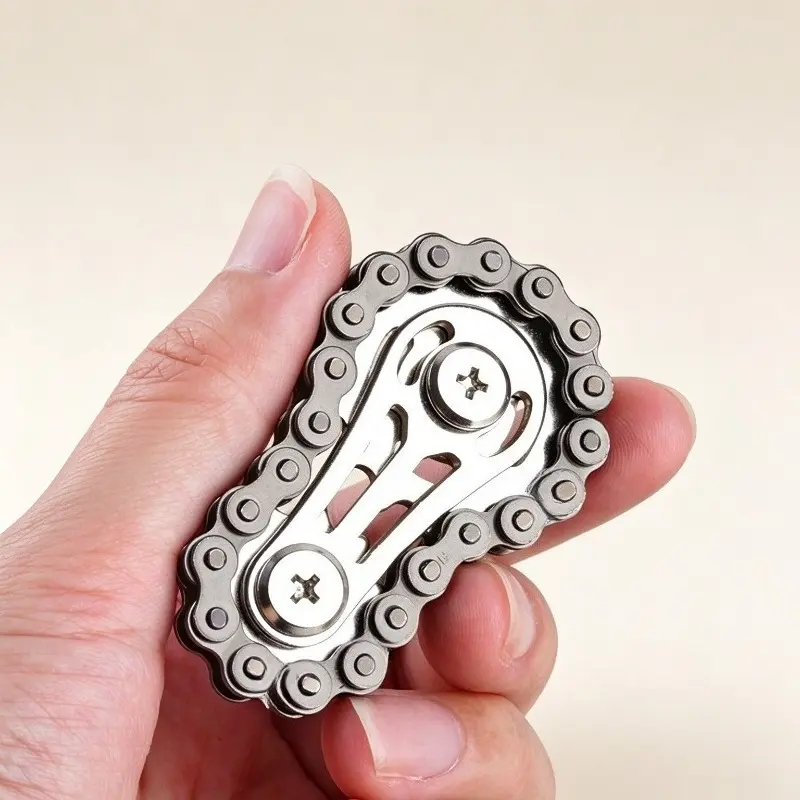 New Arrival Metal Gear Finger Chain Fidget Spinner, Mechanical Sensory Stress Relief Toy, Portable Focus Calming Gadget For Daily Relaxation