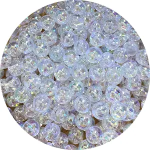 200 count 10mm  Round Bubble Beads AB Colorful Plastic Loose Spacer Beads for DIY Craft Making Necklace Bracelet Earring Ornament(Clear AB)