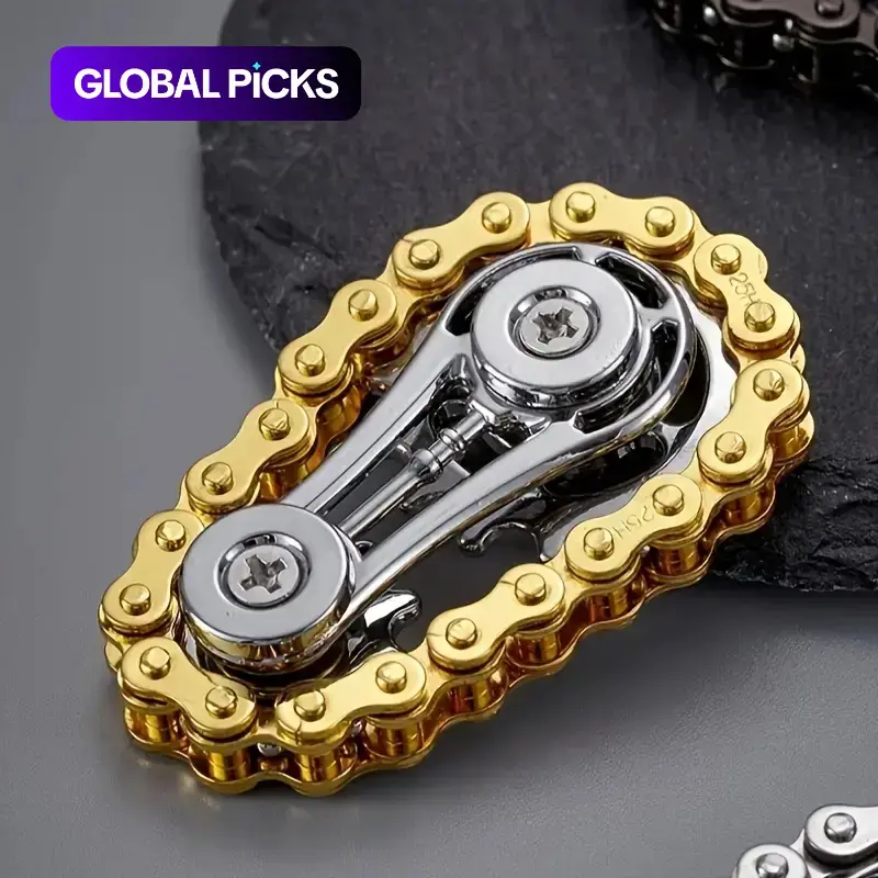 Trendy Stress-Relief Finger Chain Gear Fidget Spinner, Mechanical Metal Sensory Toy, Sensory Stress Reliever, Sensory Fidgets for Anxiety Relief, Durable Design, Gift Idea #GLOBAL PICKS