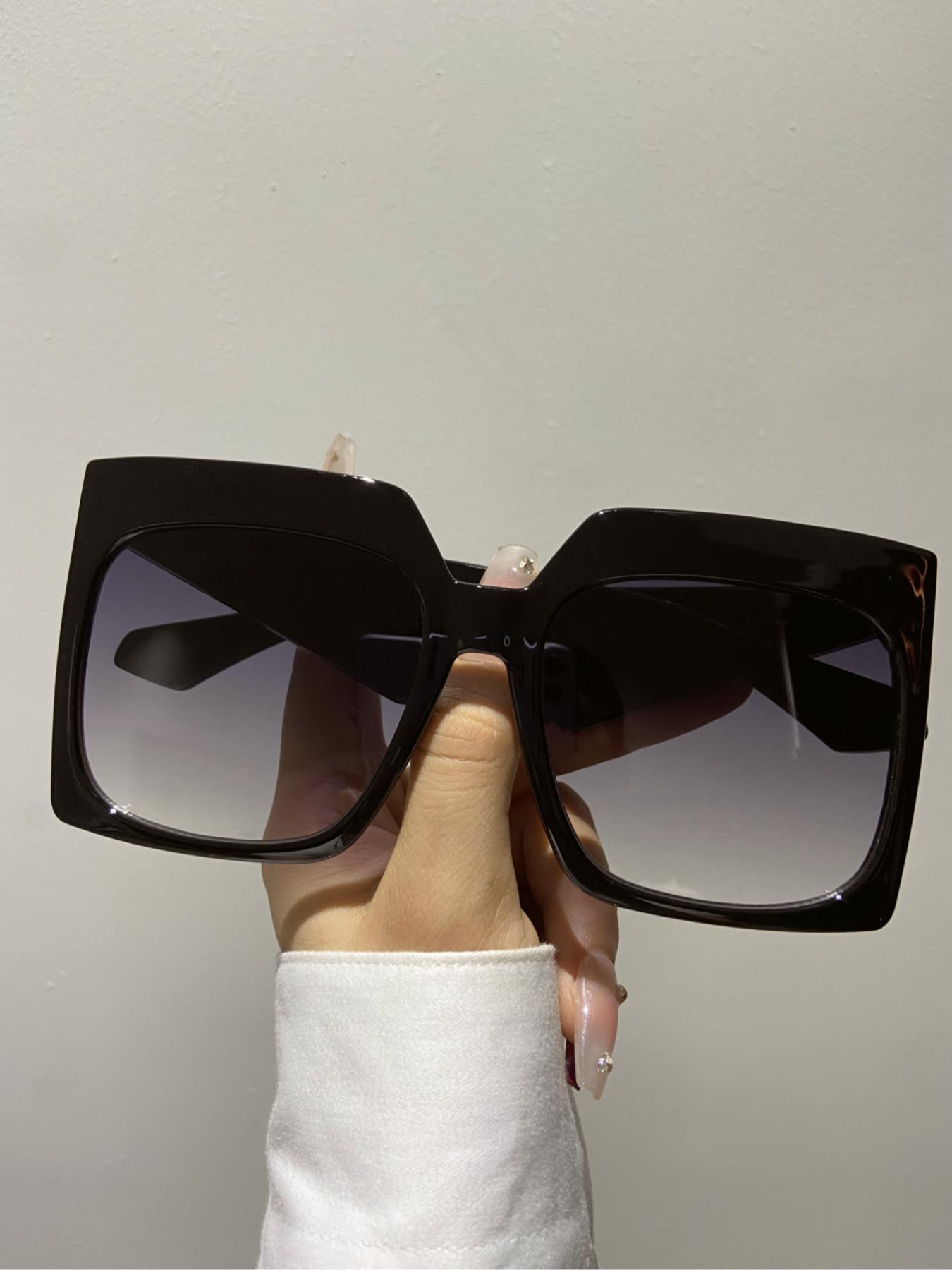 Unisex Street Style Oversized Square Frame Sunglasses, Trendy Tortoiseshell Frame Sunglasses for Everyday Use, Fashion Accessories for Outdoor Activities, Trendy Beach Eyewear