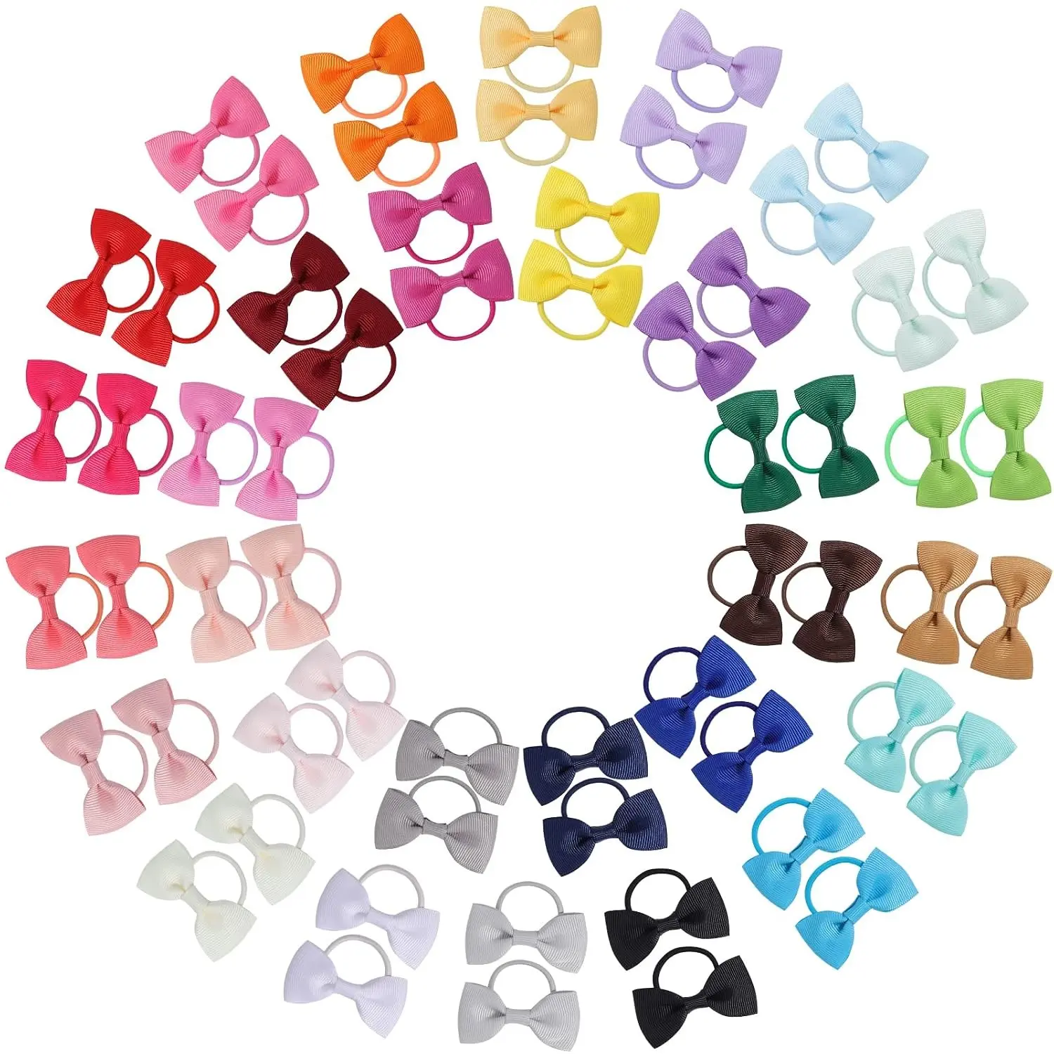 60PCS 2 Inches Baby Girls Hair Bows Ties Mini Boutique Elastic Hair Rubber Ribbon Hair Band Accessories for Kids Toddlers Infants (60 PCS)