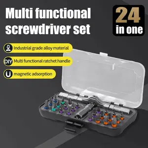 Upgrade 24-In-1 Professional Ratchet Screwdriver Set, Magnetic Bits, Multi-Functional Home Repair Tool Kit, Portable DIY Essential
