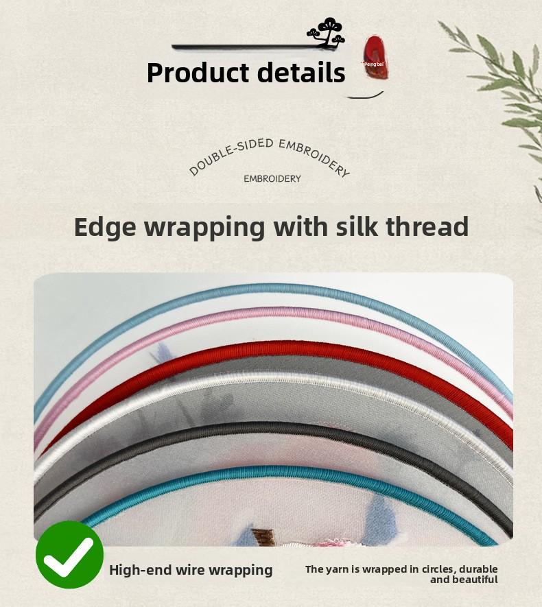 New popular Su embroidery antique-style round fan, double-sided embroidered round fan