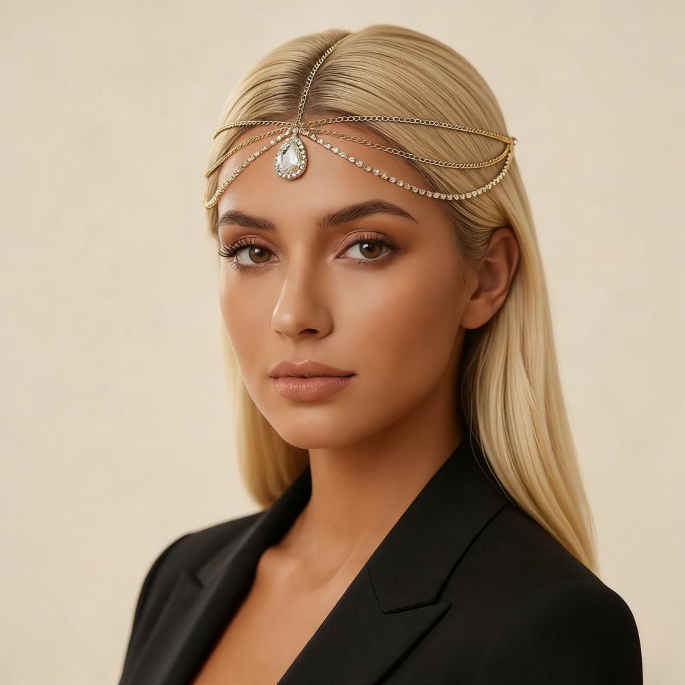 Super ethereal crystal forehead ornament for women, niche exotic bohemian style hair accessory, vintage headpiece, bridal forehead chain, forehead pendant