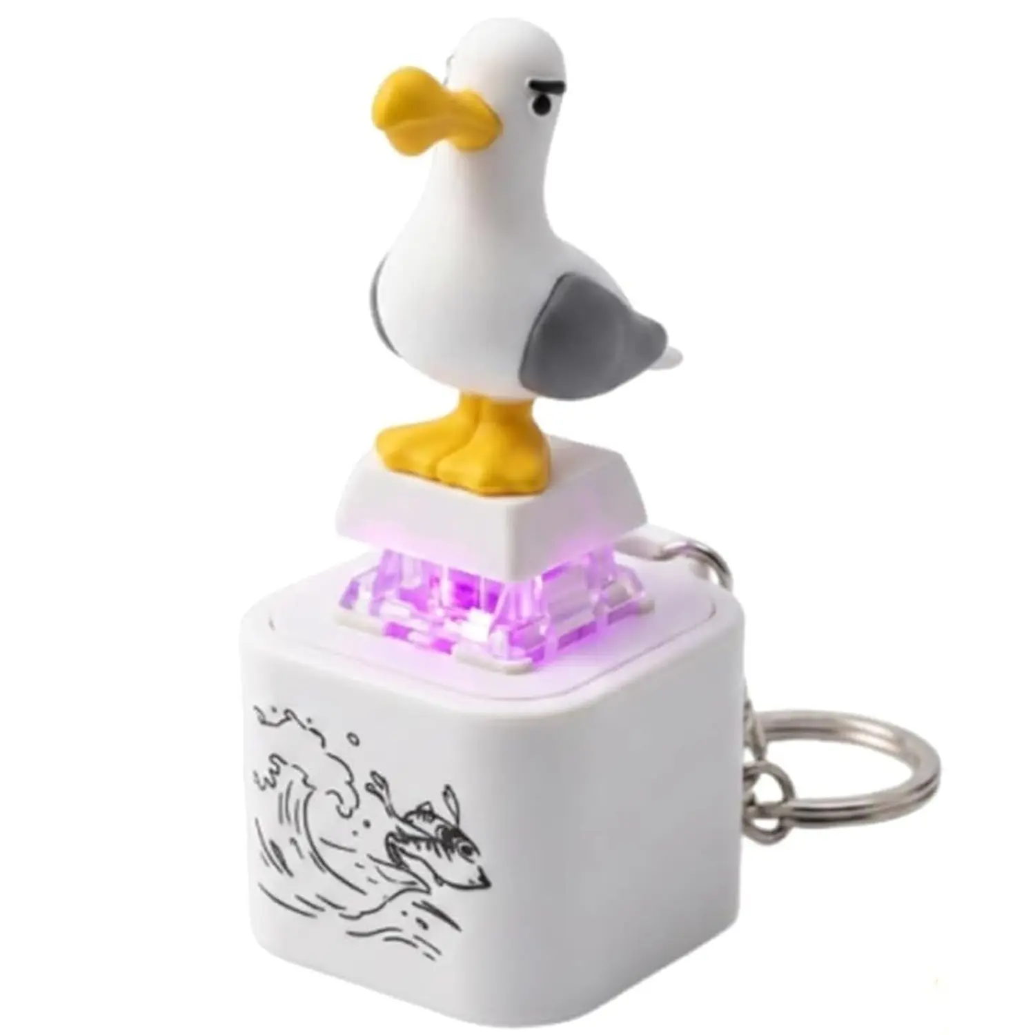 Seagull Mine Keychain, Button with Sound, Rechargeable Keyboard Clicker, Fidget Toy, Stress Relief, Noise Maker, Fun Gift, Funny Keychain