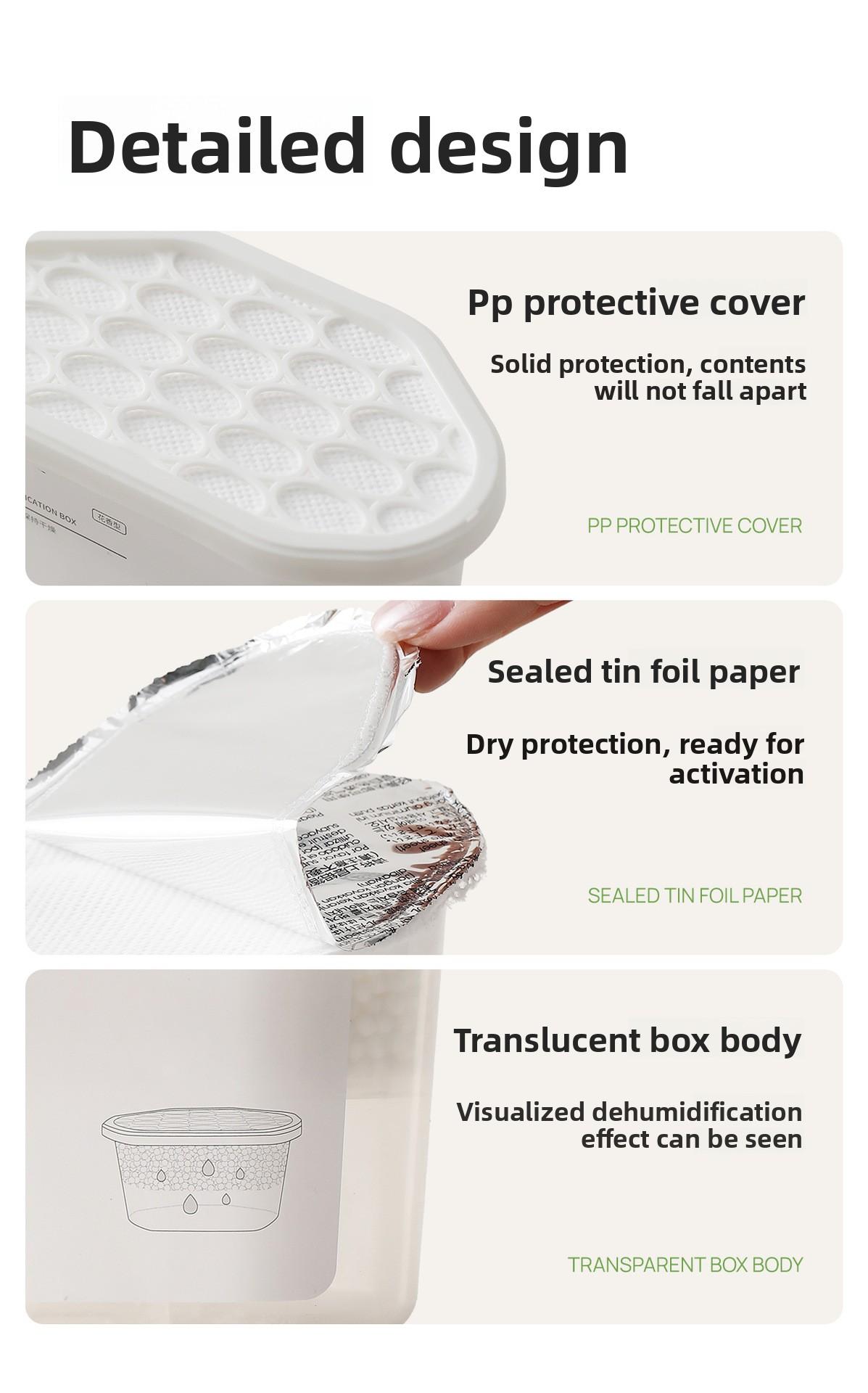FaSoLa dehumidification box is a moisture-absorbing and damp-proof device for indoor wardrobes and shoe cabinets, a deodorizing and fragrance-retaining box, and a mold-preventing desiccant for dormitories