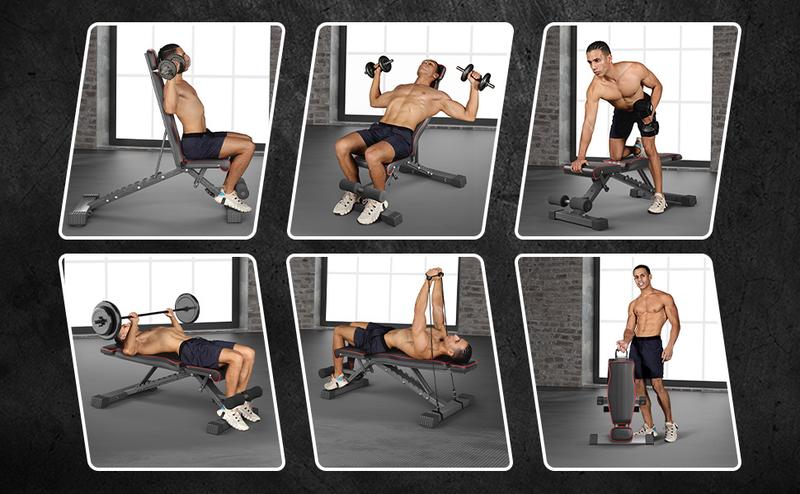 Multi-Function 6 in 1 Weight Bench Set - Leg Press, Preacher Curl Rack, Adjustable Workout Bench & Squat Rack for Full Body Exercise, Fitness Strength Training for Home Gym