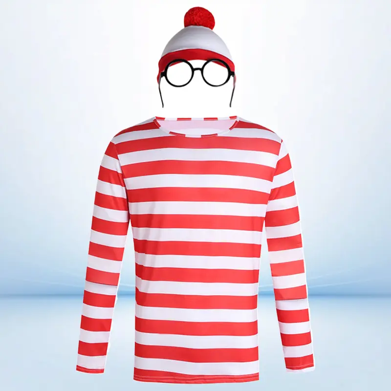 Parent Kid Matching Where's Wally Outfit British Cartoon Cosplay Costume For Halloween Family Party