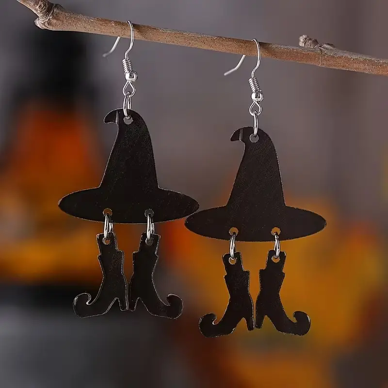 Elegant Witch Hat Earrings for Women, Dark Theme Dangle Earrings, Perfect for Holiday Parties, Stylish Accessory for Festive