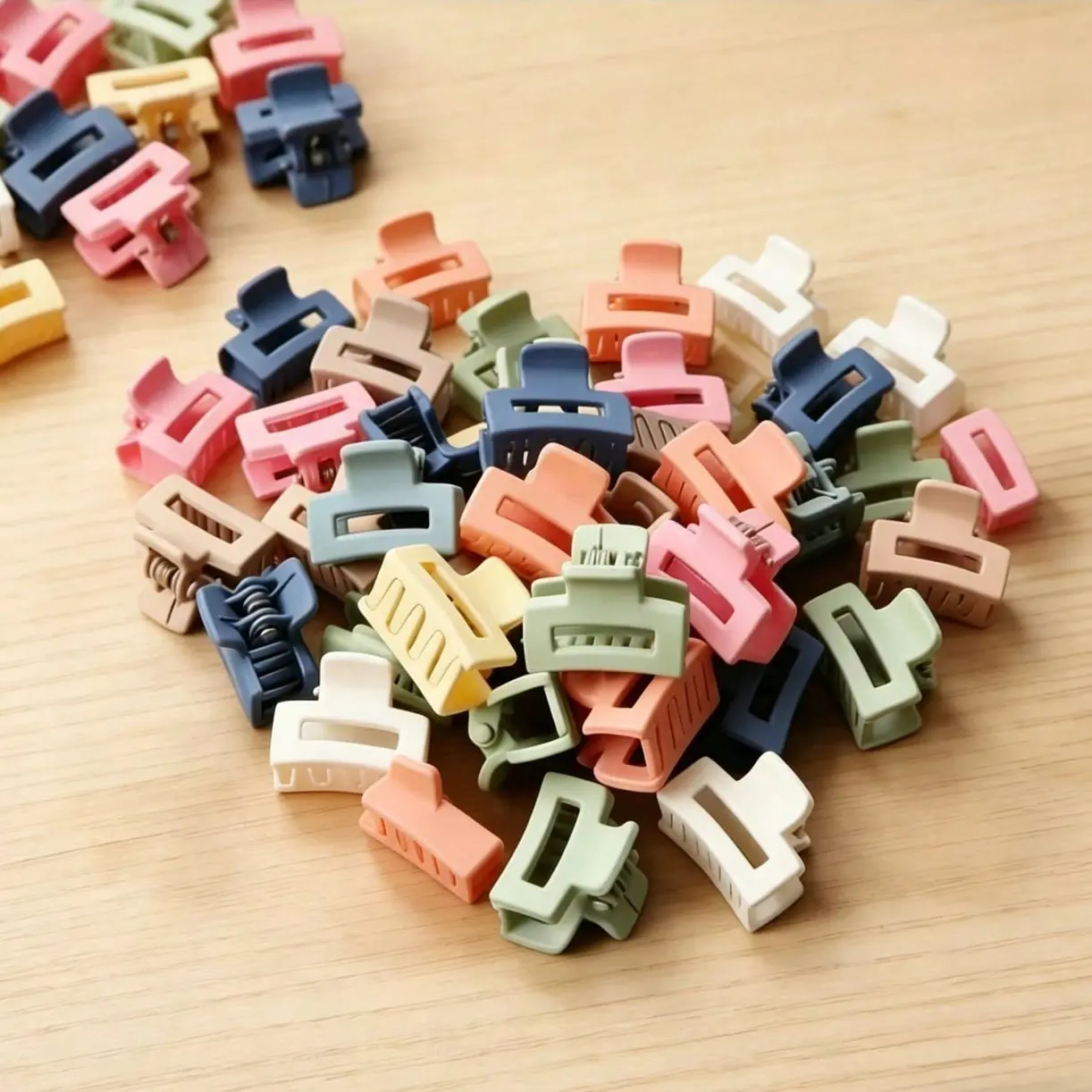 40pcs Solid Color Matte Hollow Hair Claw Clips Candy Colorful Spring