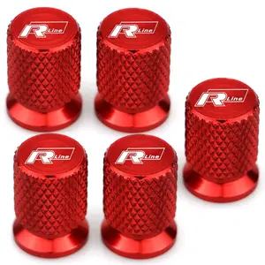 R Line 5pcs Car Tire Valve Cap Cover, Waterproof Rust-Proof Corrosion-Resistant, Durable Wear-Resistant, Enhances Car Beauty