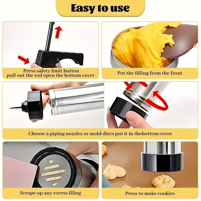 22Pcs cookie press extruder, cream piping gun, piping nozzle for molten beans, baking tools, including 13pcs pattern disc + 8pcs piping nozzle + 1pc press gun, essential kitchen tools for Christmas and Valentine's Day baking, no electricity required,