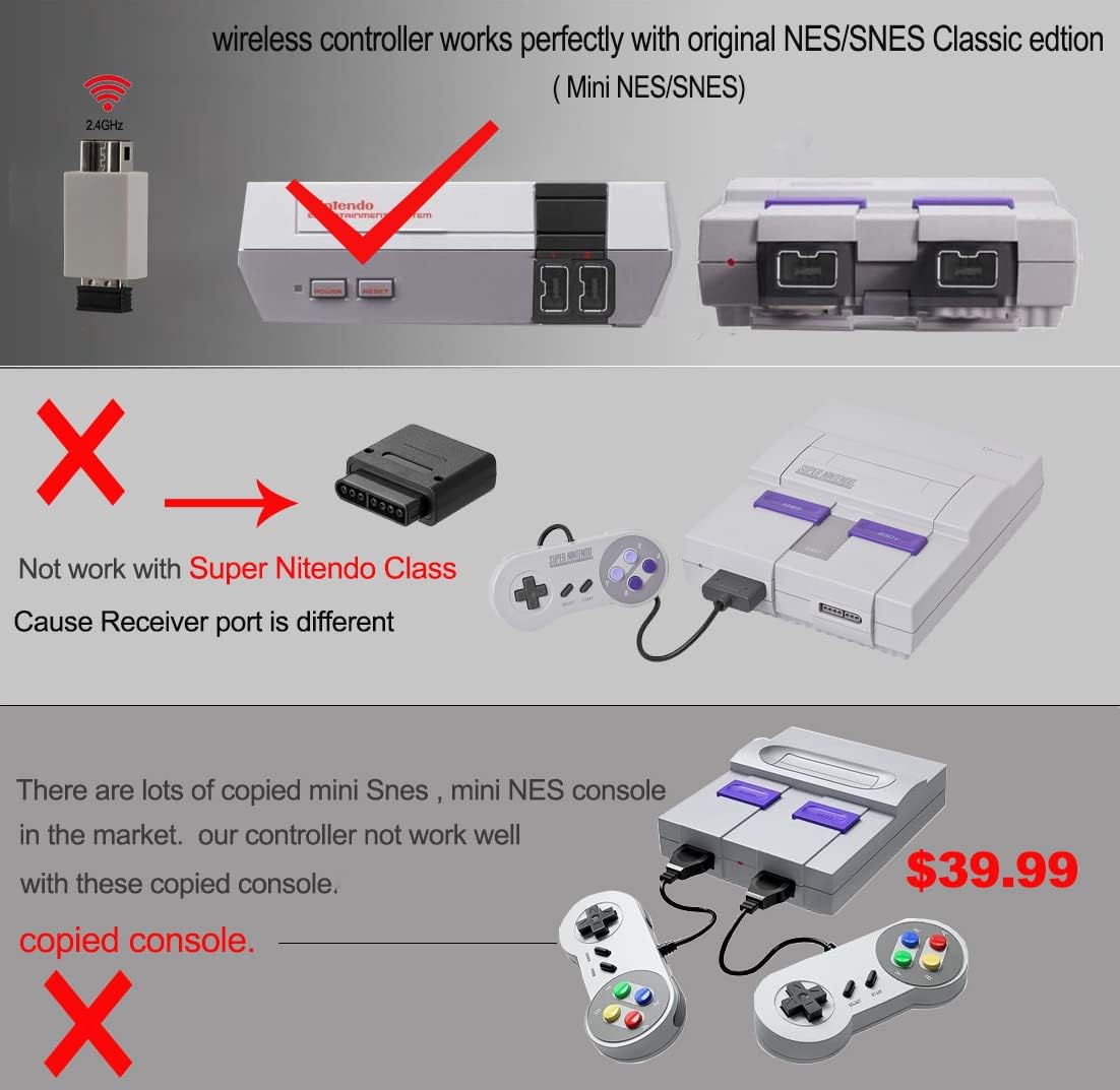 Controller for Mini SNES, Gamepad with USB  Receiver Compatible with , Windows,iOS,Liunx,Android DeviceAtention, Only Works with  Mini SNES, Double check Description before place order