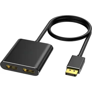 Displayport to  DisplayPort Splitter Adapter,4K60Hz MST Displayport hub 1 in 2 Out Display Port for  Monitors,DP1.4 Display Port Splitter for Desktop, Laptop,Extend Display