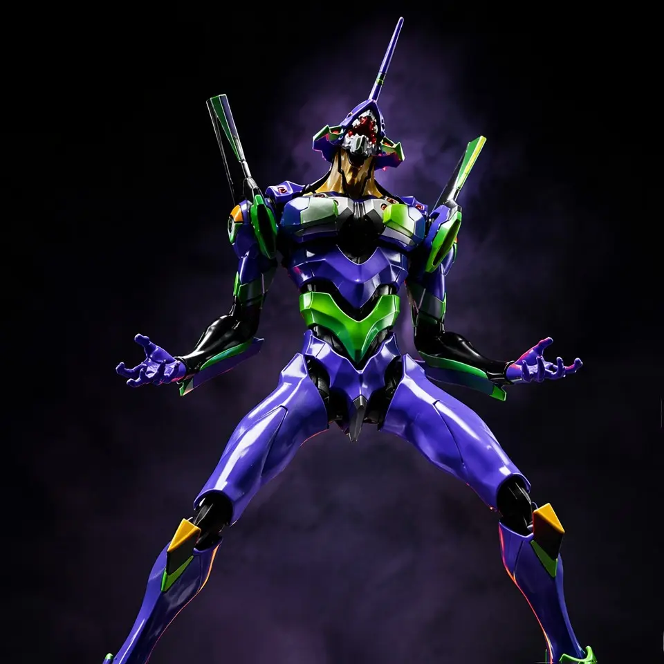 Eva Evangelion Berserker Unit-01 Large Figure, 30cm Height, Detailed Armor, Jointed, Transparent Base, Collectible Model, Gift for Anime Fans
