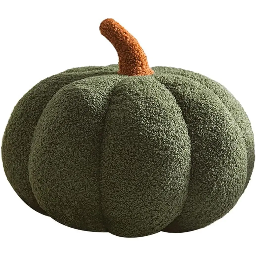 3D Simulated Pumpkin Pillow Plush Pillow Sofa Cushion (7.8inch, Olive)
