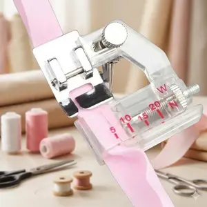 Snap-On Beading Rolled Hem Presser Foot, Bias Cut Fabric Free Edge Rolling Foot Sewing Machine Attachment Set. For Chiffon, Denim, DIY Garment Making. Multi-Function Sewing Tools Kit for Home Sewing Machines.