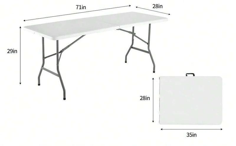 4FT/6FT Plastic Folding Table, Fold-in-Half table with handle, Adjustable Height Outdoor Camping Table for Party, Kitchen and Beach, White - Straight Legs 4FT/6FT Plastic Folding Table, Fold-in-Half table with handle, Adjustable Height Outdoor Camping Table for Party, Kitchen and Beach, White - Straight Legs