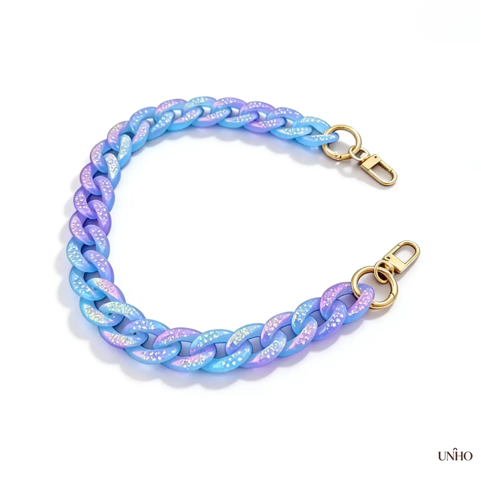 Y2K Matte Rhinestone Inlaid Pastel Rainbow Cuban Link Chain, Detachable Acrylic Purse Strap With Gold Lobster Clasps, Dual Use Decor Replacement Chain For Handbags, Phone Cases, Keys & Summer Beach Women Gifts Capitalization rule