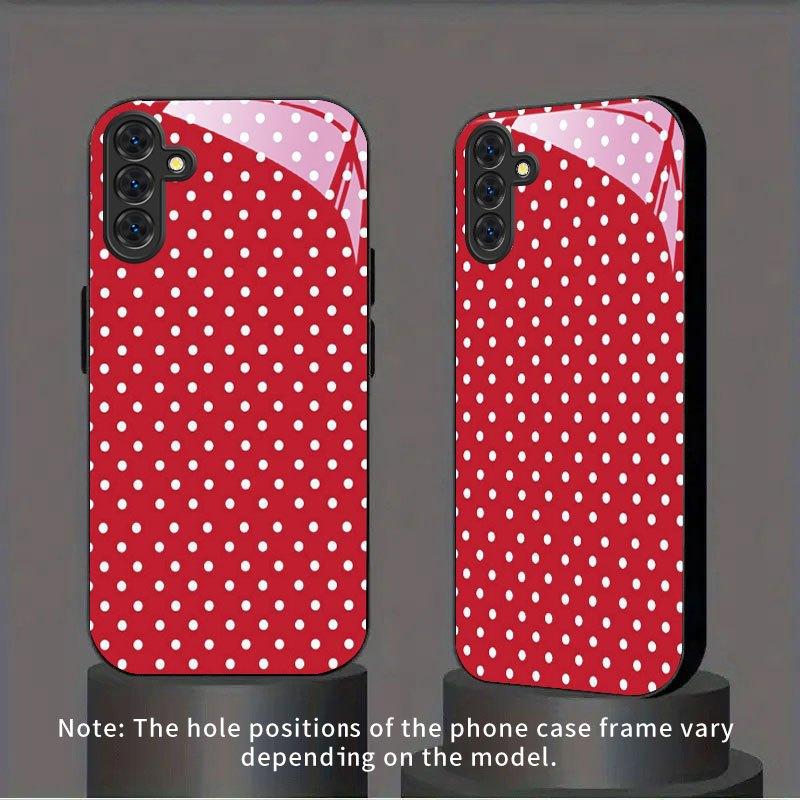 Red Background with White Dots Pattern New Black Phone Case Tempered Glass for Samsung Galaxy S26 S25 S24 S23 S22Pro S21 S20 Fe Plus Ultra Pro A56 A55 A54 A53 A52 A51 A36 A35 A34 A32 A26 A25 A24 A23 A16 A15 A14 A06 A05 A03s
