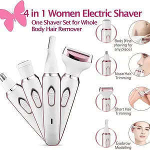 Women's Multi-Function USB Rechargeable Razor, Eyebrow Trimmer, Nose Hair Clipper, Facial Hair Remover, Portable Electric Depilatory Kit