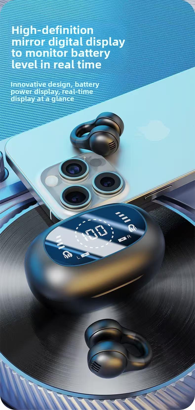 2026 New Berlin Sound Bluetooth Headphones with Ultra-Long Battery Life, Large Power, Bone Conduction, Non-In-Ear, Sports Ear Clip Stereo Bluetooth Headphones