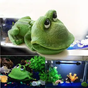 Cute Cartoon Frog Aquarium Resin Decor, Bubble Making Fish Tank Ornament, Oxygen Pump Air Stone, Aquatic Decoration