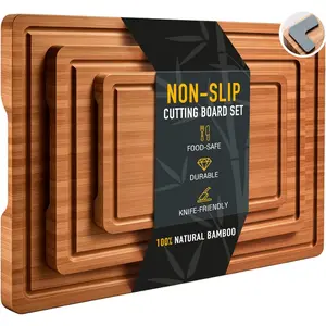 3 Pack   Board Set with Non Slip  Solid   Boards for Kitchen Non  Wooden Chopping Boards Small Plastic Free Butcher Block Hardwood Serving Cheese Charcuterie Board