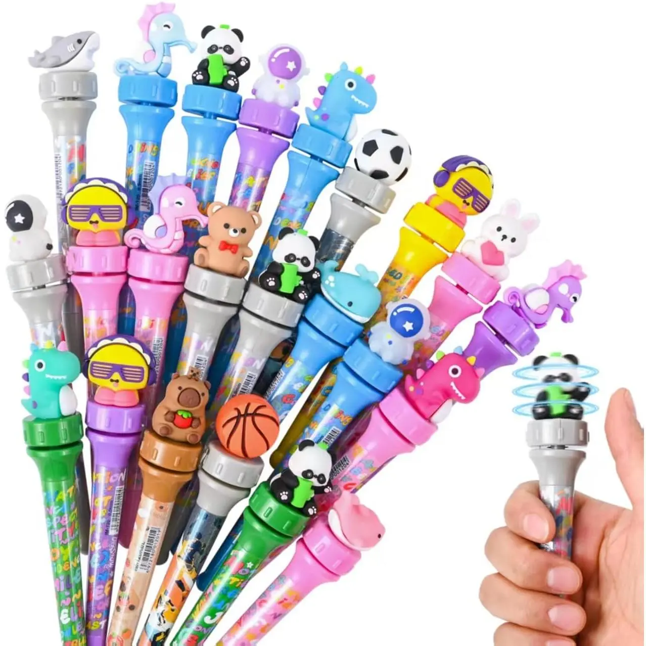 24 count Fidget Spinner Pens Fun Cute Pens,Kawaii Panda,Dinosaur Party Favors Supplies End of Year Student Gifts from Teacher   Rotating Pen for School, Office, , Birthday Gifts