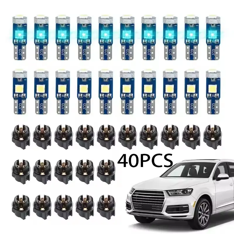 20pcs Dash Instrument Light+20pcs pedestal Super Bright LED Car Motorcycle Dashboard Light Wedge Instrument Lamp Indicator Signal Bulbs 3030smd