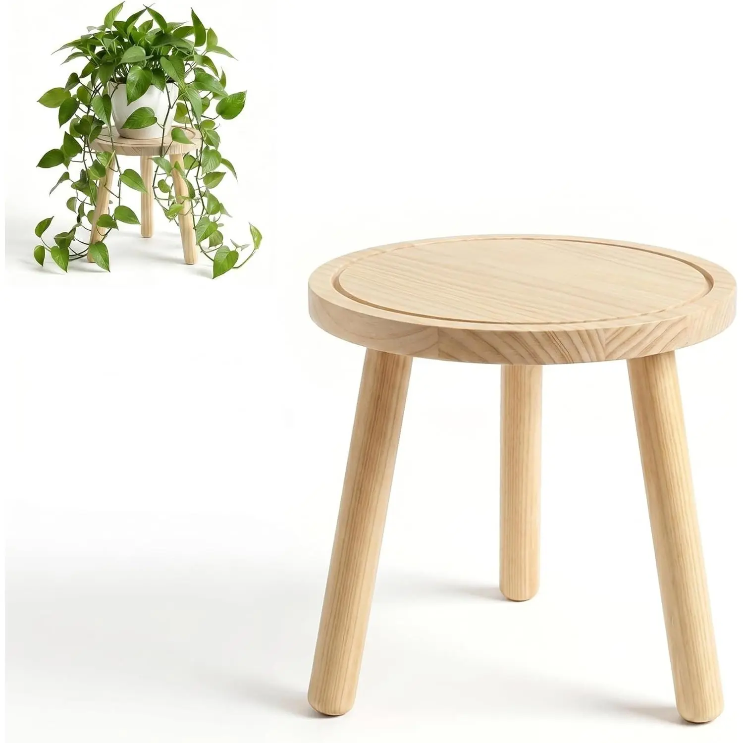 Wood Plant Stands Indoor, Single Plant Stand Modern Plant Table for Large Plants, Wooden Plant Stool Tall Plant Holder Small Round Side/End Table for Living Room Balcony Office (Light Brown)