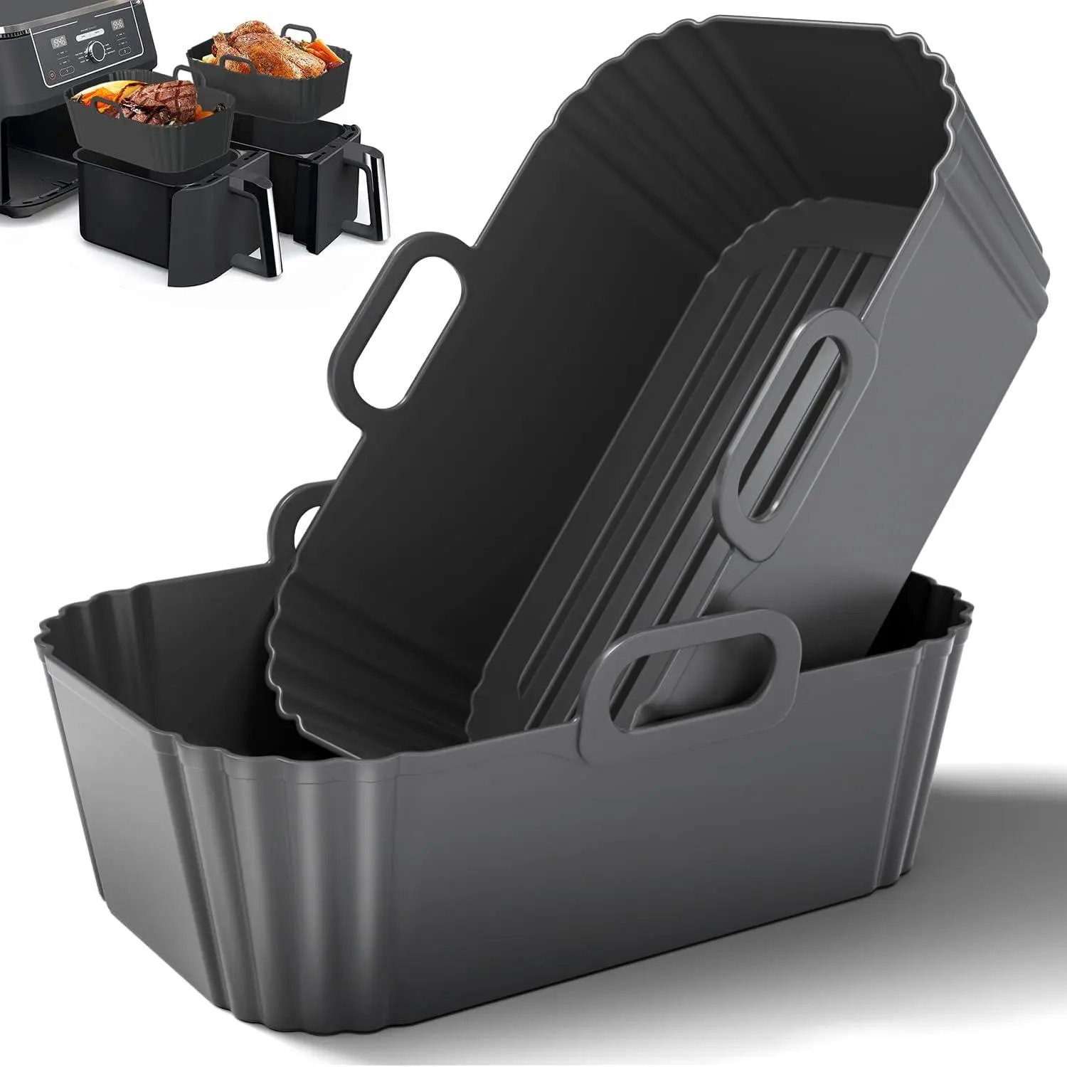 Air Fryer Liners 2 Pack,  Liners for  Foodi  DZ201 DZ401 DZ550 DZ320,  9QT,  & , Fits 8–10QT  Basket Air Fryers