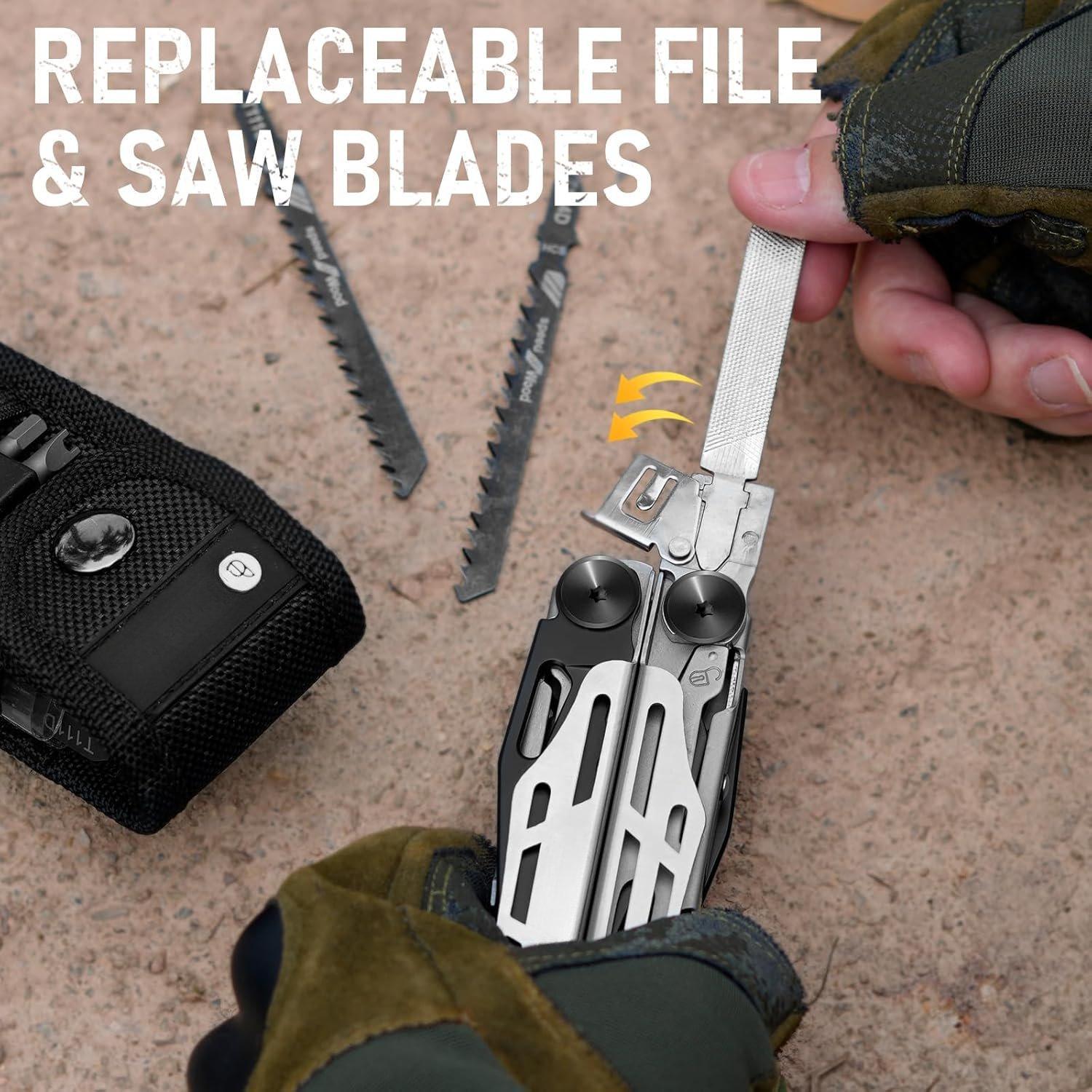 Multitool Pliers Pro BI2045, Foldable Multitools with Replaceable Wire Cutters and , Stainless Steel Multi Tool w/Upgraded  and  Set, Ideal for Camping, Hiking,