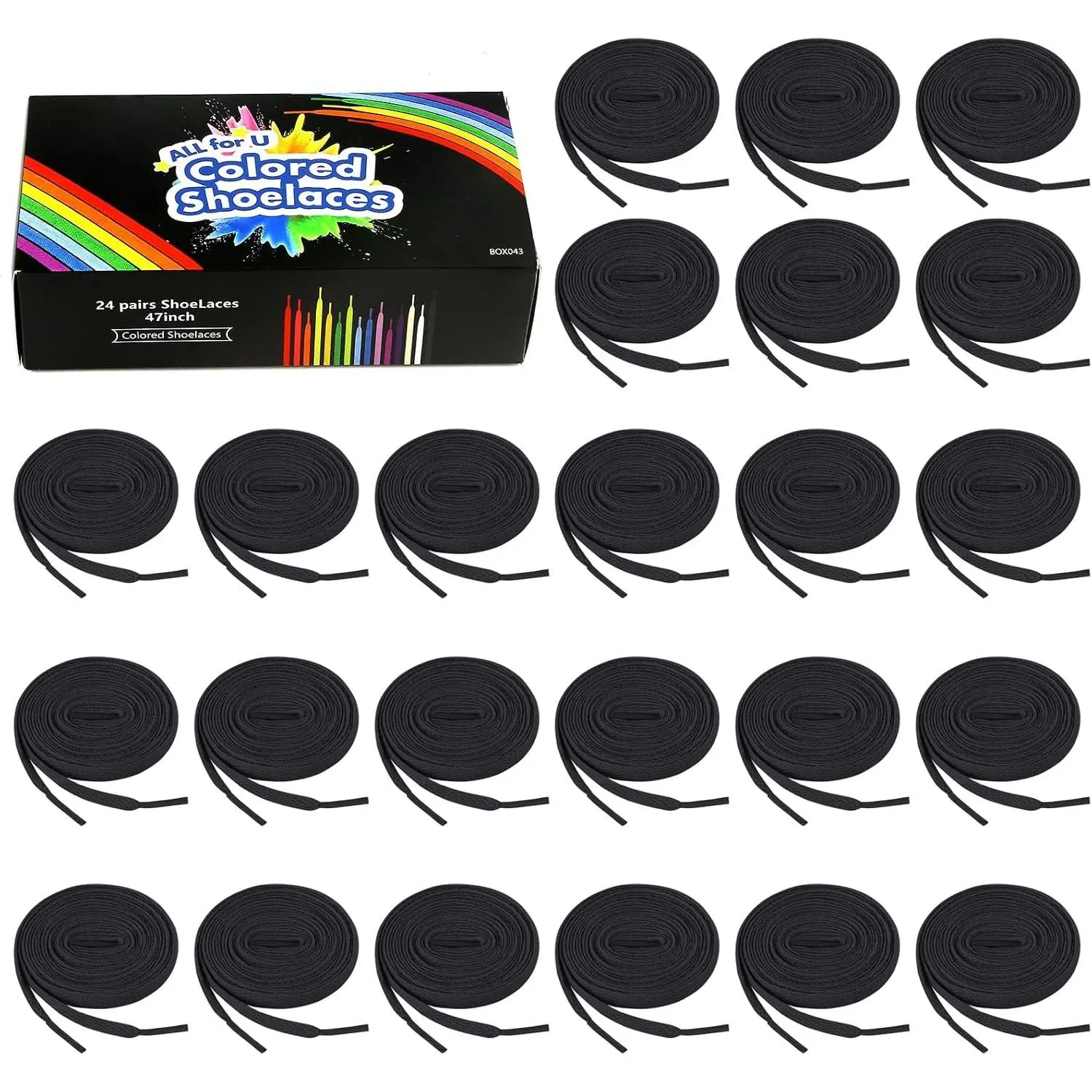 24 Pairs Flat Colored Shoelaces Shoestrings for Sneakers Skate Shoes  Shoes Boots | 0.35" Wide 31"-59" 7 Kind of Lengths  Shoestrings for  Skate Shoes Boots Both Suitable Athletic&Casual Theme