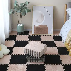 Simple and fresh solid color spliced floor mat for home use, easy to maintain, suitable for the living room, dirt-resistant and durable,ideal for baby crawling