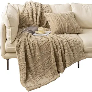 Sherpa Large Throw Blanket Single Layer,Light Weight(1.7lb),320GMS-3D Stylish Design for Gift Home Decor (Tan,50"x65")
