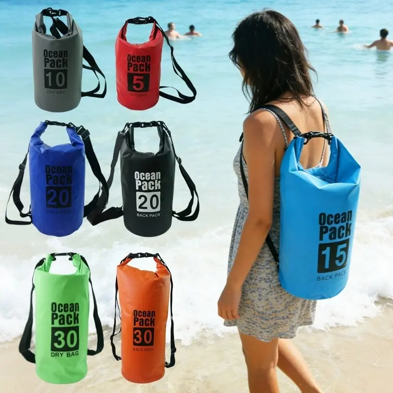 Outdoor Waterproof Boating Accessory Backpack - PVC Large-Capacity Dry-Wet Separation Dry Bags Waterproof, Convertible Single-Double Shoulder Storage Bag for Rafting, Stream Trekking
