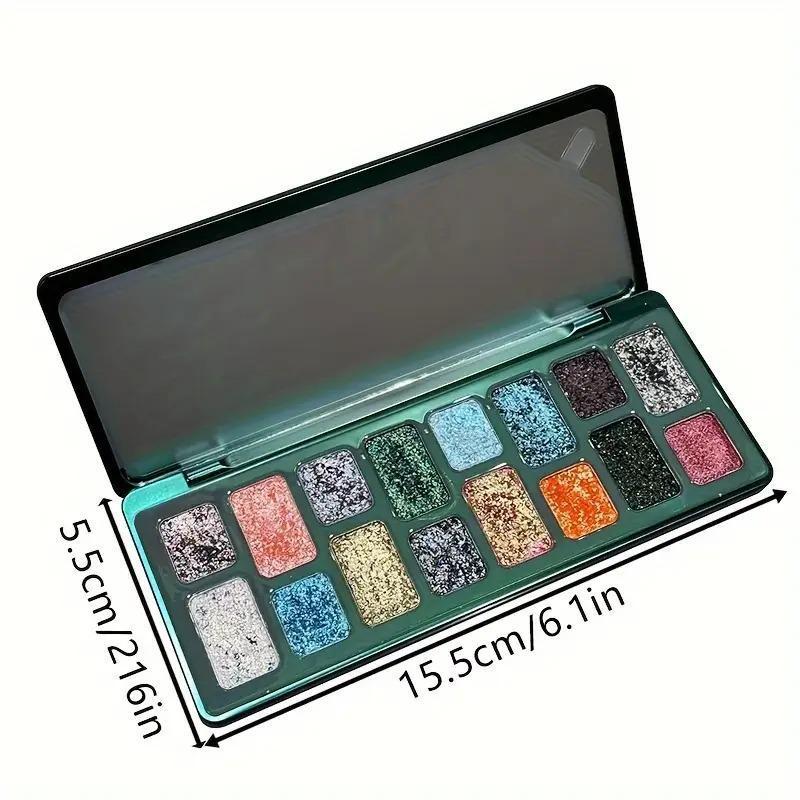 16 Colors Full Flash Pearl High Pigment Eyeshadow Palette,Green Multicolor Eyeshadow,Create A High Cold Deep Look, Carnival