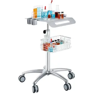 【DealsForYouDays】VEVOR Medical Cart, Salon Cart with Wheels, Mobile Trolley Cart 26.77"-42.91" Height Adjustable, Metal Salon Stations for Hair Stylist, Rolling Desktop Lab Cart for Clinic, Beauty and Salon