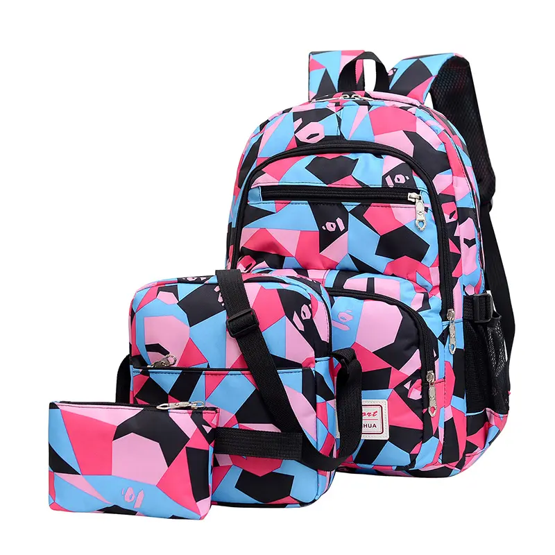 Teenagers Large Capacity School Bag Set, Water Resistant Nylon Backpack with Tote Bag & Pencil Case, Casual Day pack for Middle High School Students, Large Capacity Casual Tutoring Day pack for Boys Girls Junior Senior High