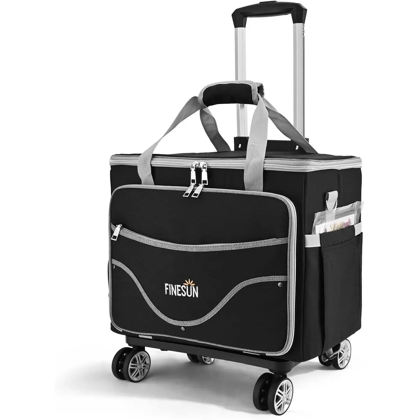 Rolling Tote Bag for Women Teacher Bag Rolling Cart Briefcase with Wheels Carry on Wheeled Bag for Work,Office,Craft Black