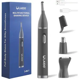 3 in 1 Painless Nose Hair Trimmer for Men, Rechargeable Grooming Kit for Nose Ear Eyebrow & Body Hair, No Pull No Snag Trimming with 3 Waterproof Replacement Heads, Easy Cleansing