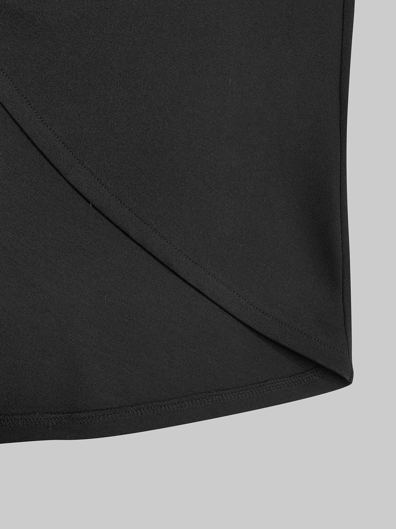 Women's Plain High Neck High Low Hem Dress, Chic Elegant Fitted Elegant Fashion Long Sleeve Dress for Daily Outdoor Wear, Women's Dress for Spring Fall, Elegant Fitted Dresses
