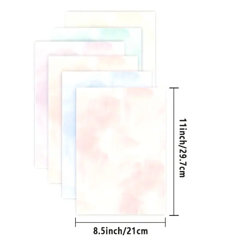30 sheets of single-sided printing paper with 6 colors, A4 retro watercolor floral pattern backing writing paper, scrapbook decoration letterhead paper.
