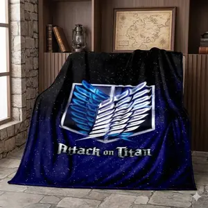 New Cartoon Attack on Titan Eren Anime Soft Flannel Blankets,Throw Blanket Comfortable for Beds Sofa Home Bedroom Gift