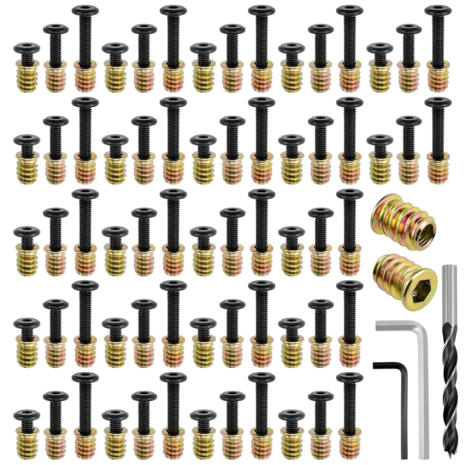 110 Sets M6 Threaded Inserts for Wood |   3 Sizes Inserts